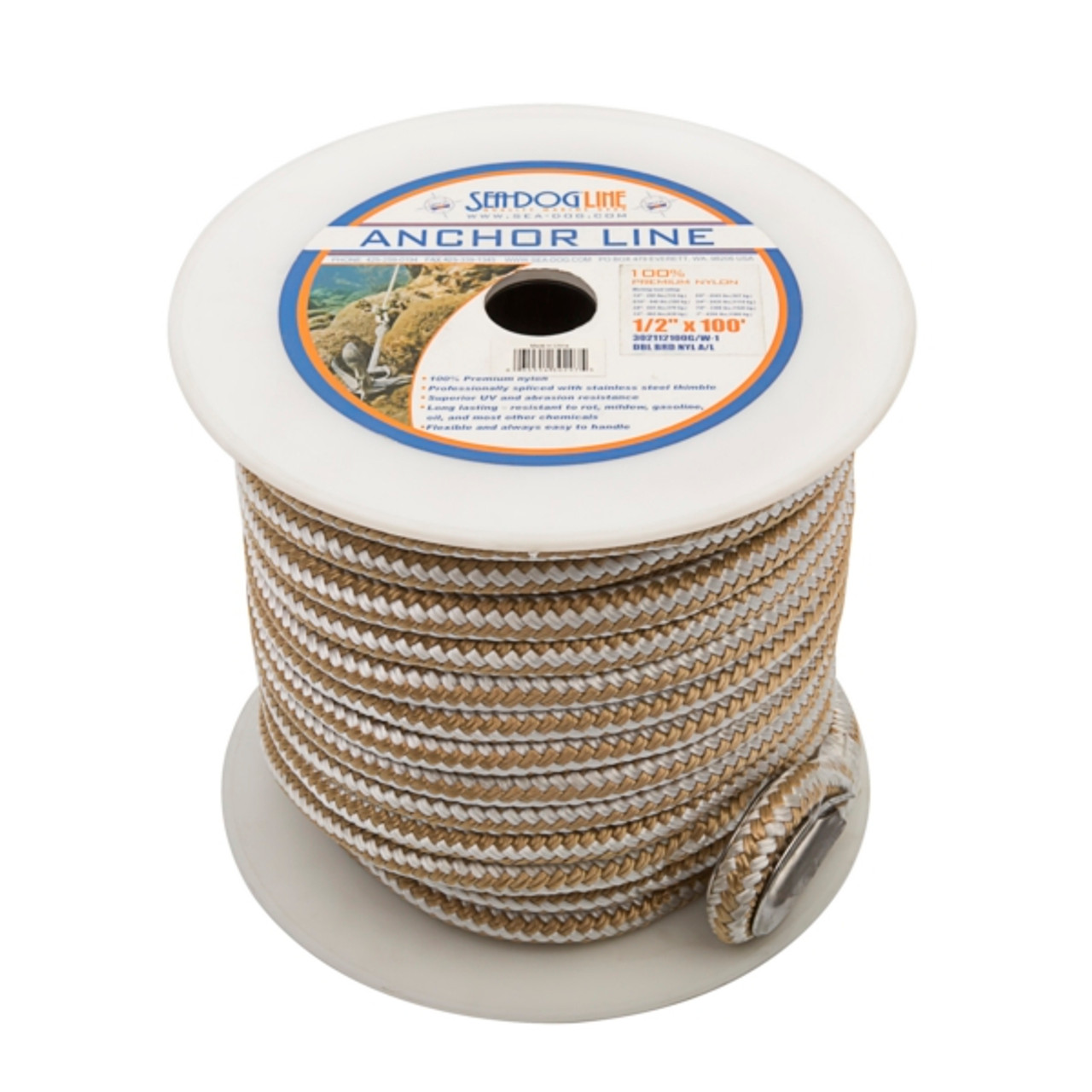 Sea Dog Double Braided Nylon Anchor Line 100' - 1/2" - Nylon - Double - 729446