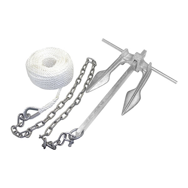 Kimpex Galvanized #8 Cast Iron Fluke Claw Anchor Kit w/50' of Anchor Line 12 lbs - 745029