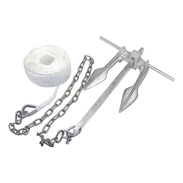 Kimpex Galvanized #8 Cast Iron Fluke Claw Anchor Kit w/100' of Anchor Line 12 lbs - 745035