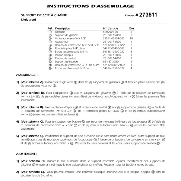 Kimpex Chainsaw Bracket - 273511