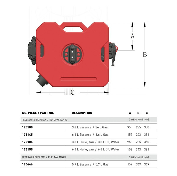 ROTOPAX 1 Gallon Containers Water, Oil - 175105