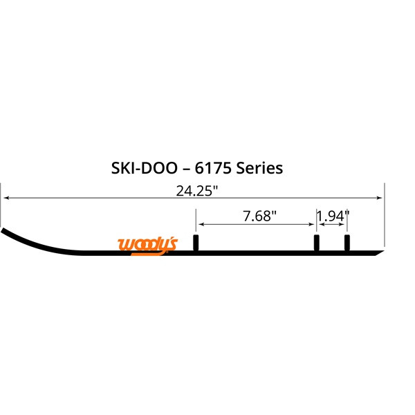 WOODYS Extender Trail III Carbide Runner Steel Ski - Fits Ski-doo - 463098