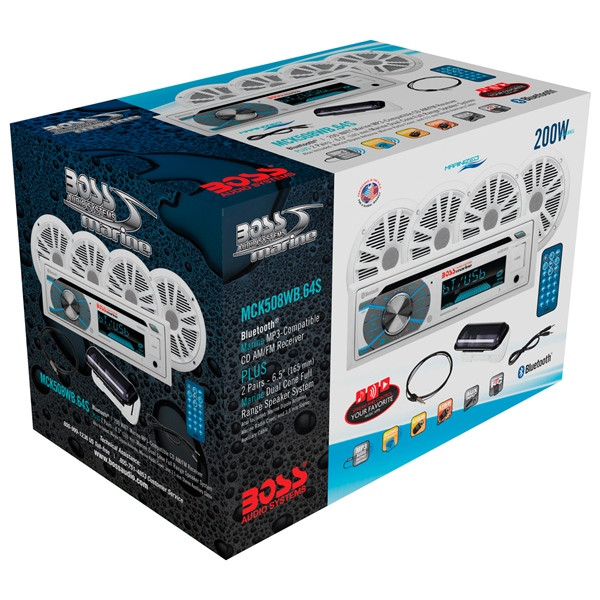 Boss Audio Audio Receiver Kit with Speaker - MCK508WB.64S Marine - 4 - 180 W - 749271