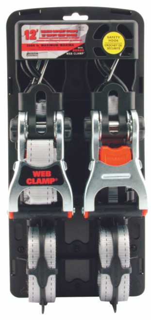 ERICKSON Deluxe Tie-Down with Web Clamp & Snap Hook 12' - 2000 lbs - 715085
