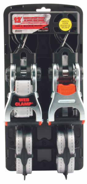 ERICKSON Deluxe Tie-Down with Web Clamp & Snap Hook 12' - 2000 lbs - 715085