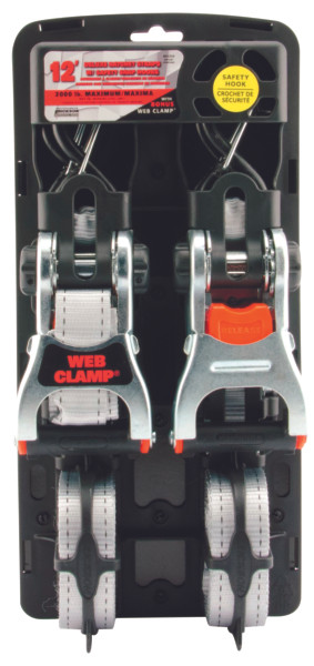 ERICKSON Deluxe Tie-Down with Web Clamp & Snap Hook 12' - 2000 lbs - 715085