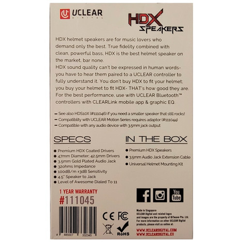 Uclear HDX Helmet Speaker Set - 47mm 47 mm - 024641