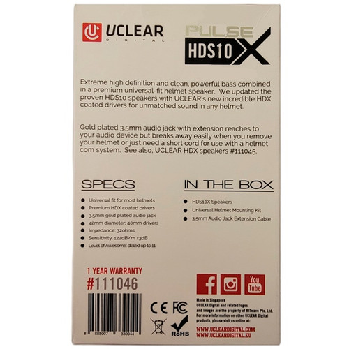 Uclear HDX Helmet Speaker Set - 40mm 40 mm - 024642