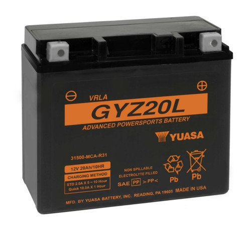 Yuasa Battery Maintenance Free AGM High Performance GYZ20L - 010007