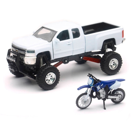 New Ray Toys Chevrolet Silverado Pick Up with Yamaha Dirt Bike Scale Model - 202945