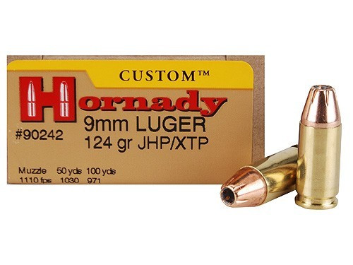 Hornady Custom XTP 9mm 124gr JHP, 25 Rounds