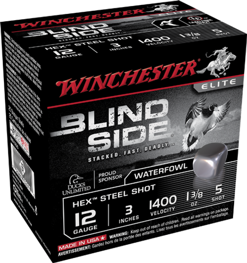 Winchester Blind Side 12ga 3" 1-3/8 oz #5 Steel, Box of 25