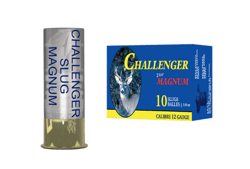 Challenger Magnum Rifled Slugs, 2 3/4", 12ga, Box of 10 Challenger Magnum Rifled Slugs, 2 3/4", 12ga, Box of 10