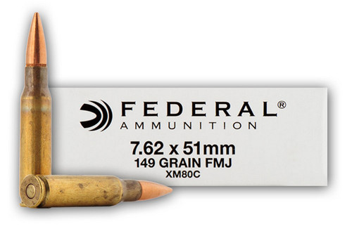 Federal XM80C 7.62x51 149gr FMJ Lake City Brass, Box of 20