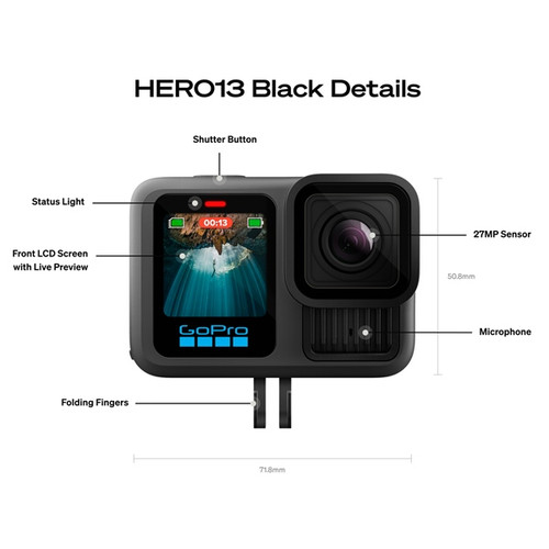 GoPro HERO13 Black Camera Bundle with microSD card and case - 494000