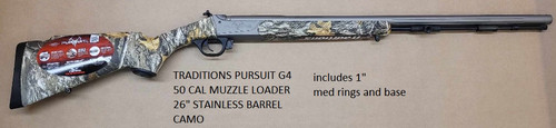 Traditions Pursuit G4, .50 Cal, 26" Barrel, Realtree Edge Synthetic Stock/ Stainless CeraKote Finish Traditions Pursuit G4, .50 Cal, 26" Barrel, Realtree Edge Synthetic Stock/ Stainless CeraKote Finish