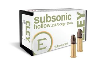 Eley Subsonic Hollow 22LR, 38gr HP, Box of 50
