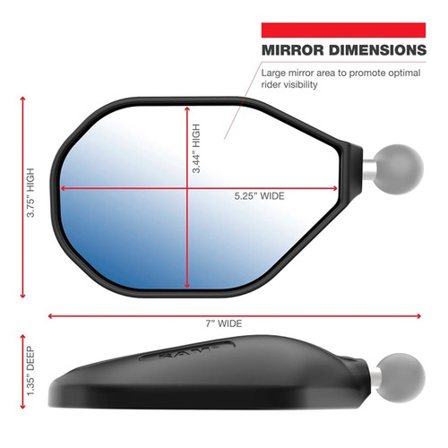 RAM MOUNT Mirror Tough-Mirror Kit - M10-1.25 Bases Long with adapter - 180377