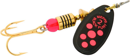 Mepps Black Fury In-Line Spinner #2 1/6oz Plain Black Pink Dot Mepps Black Fury In-Line Spinner #2 1/6oz Plain Black Pink Dot