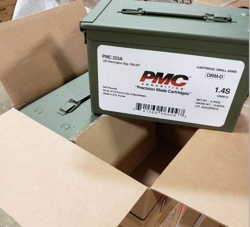 PMC .223 Rem, 55gr FMJBT, Metal Can of 840 Rounds PMC .223 Rem, 55gr FMJBT, Metal Can of 840 Rounds