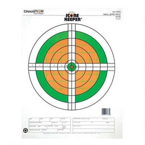 Champion Scorekeeper 100 Yard Paper Target Orange/Green 12 Pack