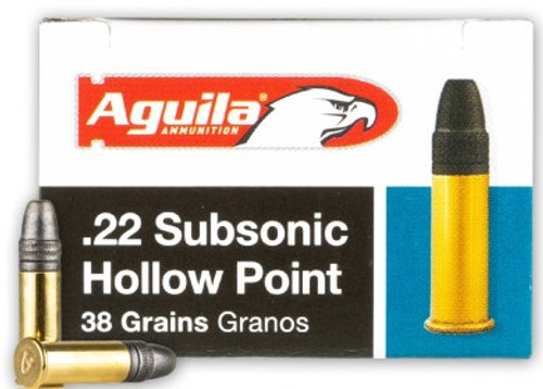 Aguila 22 LR 38 Grain Subsonic Hollow Point Ammunition, 50 Rounds