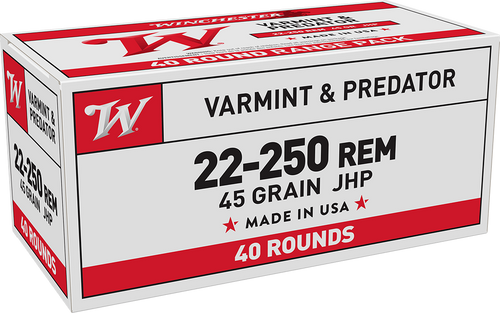 Winchester USA .22-250 Rem, 45 Grain JHP, 40 Round Box