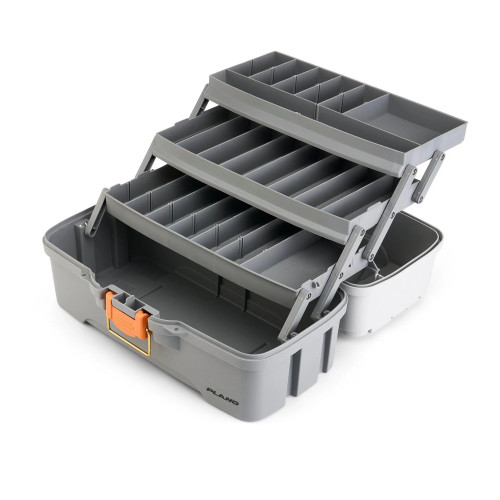 Plano Three-Tray Tackle Box, Light Grey/Dark Grey