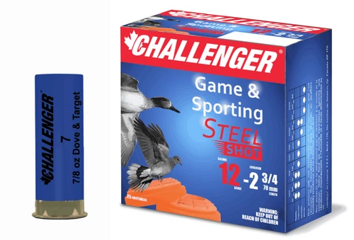 Challenger 12 Ga Dove & Target Steel Shot, 2-3/4", 7/8 oz, #6 Shot, 25 Rounds