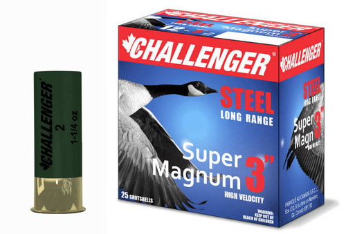 Challenger 12 Ga Steel Super Magnum, 3", 1-1/4 oz, BBB Shot, 25 Rounds