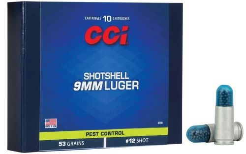 CCI 9mm Luger 53 Grain #12 Shot Ammunition, 10 Rounds