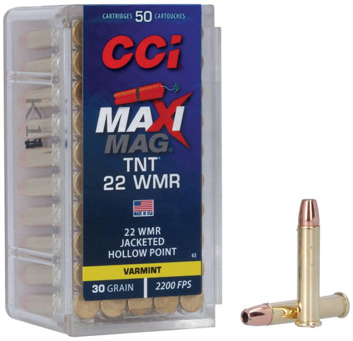 CCI Maxi-Mag 22 WMR 30 Grain JHP Ammunition, 50 Rounds