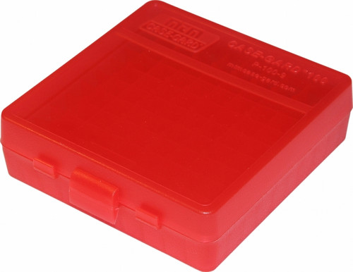 MTM Case-Gard Ammo Box 100 Round Flip-Top 9mm 380 ACP, Clear Red