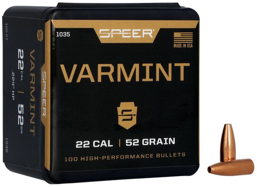 Speer 22 Cal (.224") 52 Gr Hollow Point, 100 Projectiles