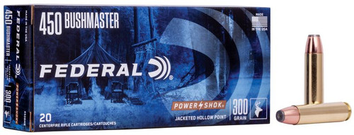 Federal Power-Shok 450 Bushmaster 300 Grain Soft Point Ammunition, 20 Rounds