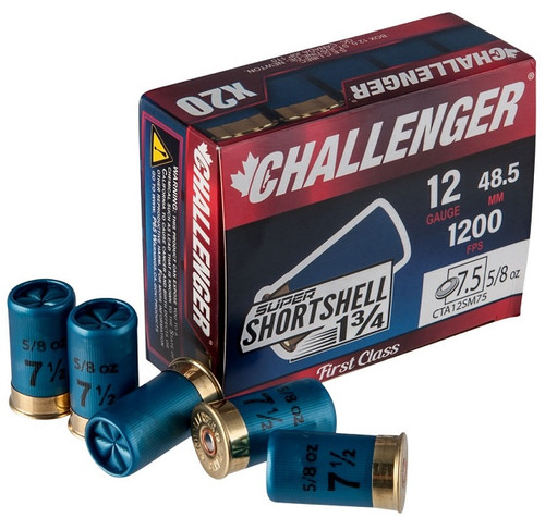 Challenger Shortshell 12 Ga, 1-3/4", 5/8 oz, #7.5 Shot, 20 Rounds