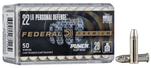 Federal Premium 22LR Personal Defense Punch 29 Gr FN, 50 Rounds