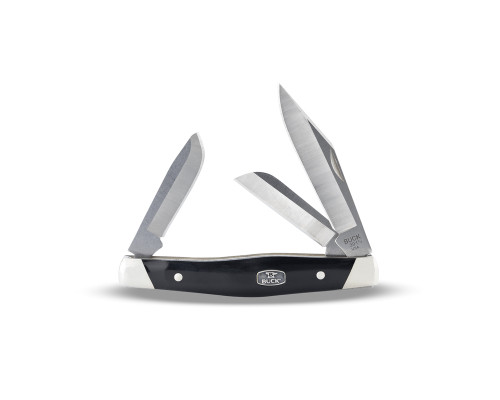 Buck 301 Stockman Folding Multi-Blade Knife, Black Grip