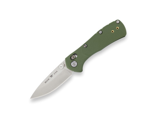 Buck 790 Mini Range Pro Folding Knife, Green Grip, 2.625" Drop Point Blade