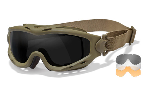 Wiley X Spear Multi-Lens Goggle Pack, Smoke Grey/Clear/Light Rust Lenses, Matte Tan Frame