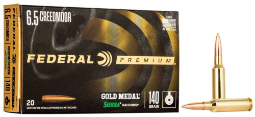 Federal Premium 6.5 Creedmoor 140 Gr Gold Medal Match BTHP Ammunition, 20 Rounds