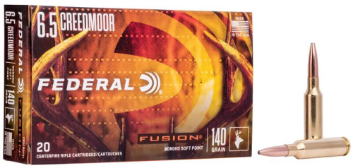 Federal Fusion 6.5 Creedmoor 140 Gr Bonded Soft Point Ammunition, 20 Rounds
