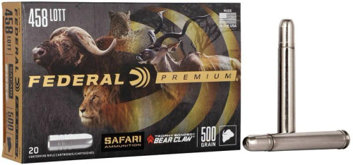 Federal Premium 458 Lott 500 Gr Trophy Bonded Bear Claw, 20 Rounds