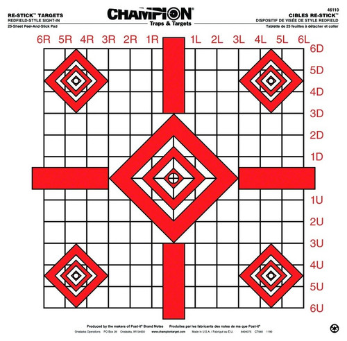Champion Re-Stick Sight-In Self-Adhesive Targets 16" x 16" Pack of 25