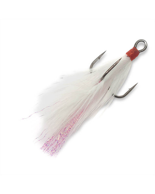 Gamakatsu Feathered Treble Hook, Size 6, White/Red Feather, 2 Pack