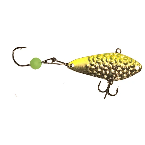 Freedom Hammered Minnow Spoon,  2.25", 3/8 oz, Silver Chartreuse Glow