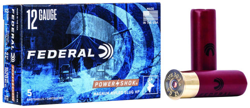 Federal Power Shok 12 Ga 2 3/4" 1 1/4 Oz Rifled Hollow Point Slug, 5 Rounds