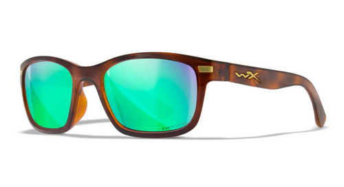 Wiley X Helix CAPTIVATE Polarized Green Mirror, Gloss Demi Brown Frames
