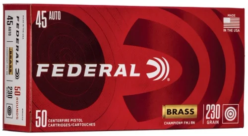 Federal Champion 45 ACP 230 Gr Full Metal Jacket Ammunition, 50 Rounds