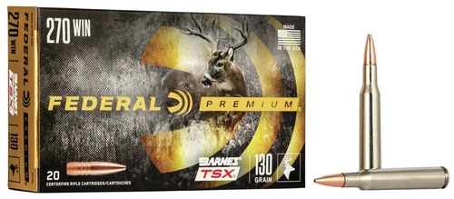 Federal Premium 270 Win 130 Gr Barnes Triple Shock X Bullet Ammunition, 20 Rounds